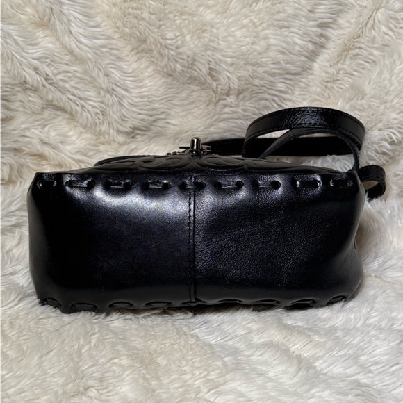Patricia Nash Lucia Embossed Rose Bag • Black Leather Crossbody - Picture 5 of 9